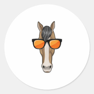 Sticker Rond Cheval avec lunettes de soleil