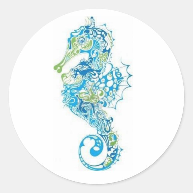 Sticker Rond Cheval bleu Abstrait (Devant)