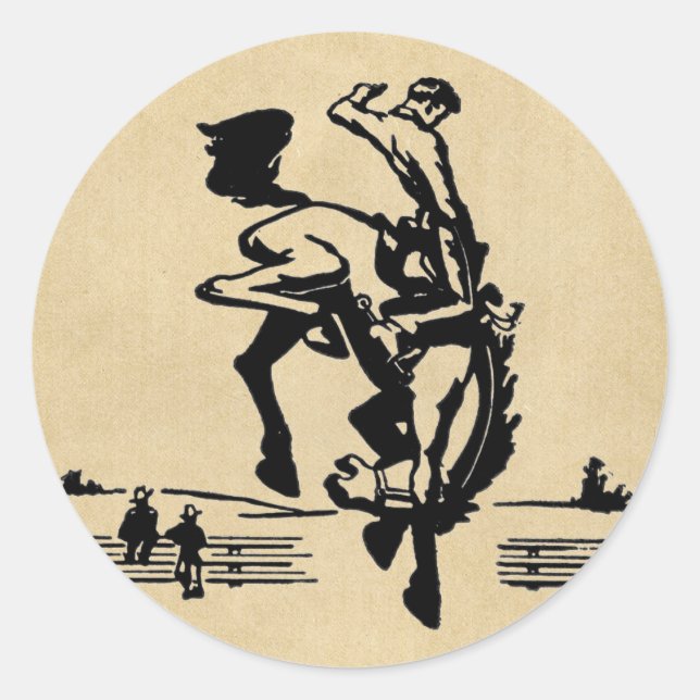 Sticker Rond Cheval Bronco et cavalier (Devant)