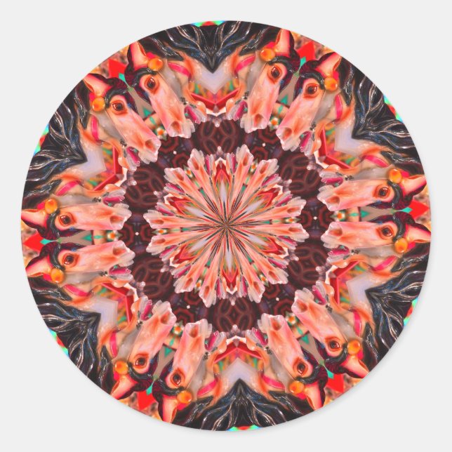 Sticker Rond Cheval Carousel Kaleidoscope Abstrait Art (Devant)