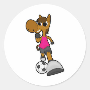Sticker Rond Cheval comme joueur de football avec balle de foot