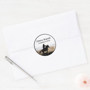 Sticker Rond Cheval Cowboy De Ranch Personnalisé Établi