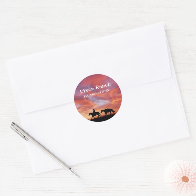 Sticker Rond Cheval Cowboy Horse Western Sky (Enveloppe)