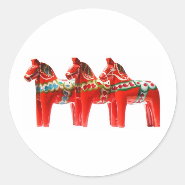 Sticker Rond Cheval de Dala Suède (Devant)