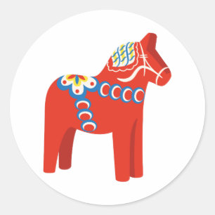 Sticker Rond Cheval de Dala suédois