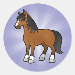 Sticker Rond Cheval de Dessin Animé