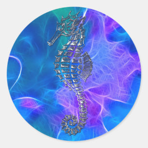 Sticker Rond Cheval de mer Cute Cadeau animal marin