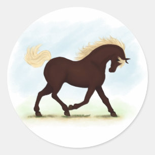 Sticker Rond Cheval de montagne Rocky équestre