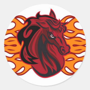 Sticker Rond Cheval de moutarde rouge sauvage