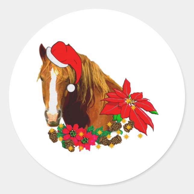 Sticker Rond Cheval de Noël (Devant)