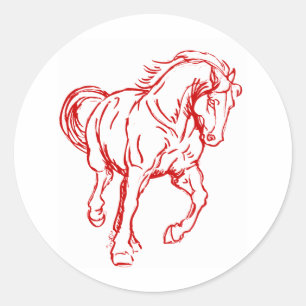 Sticker Rond Cheval de trait galopant