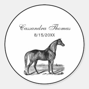 Sticker Rond Cheval debout vintage