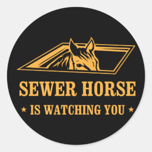Sticker Rond Cheval d'égout2