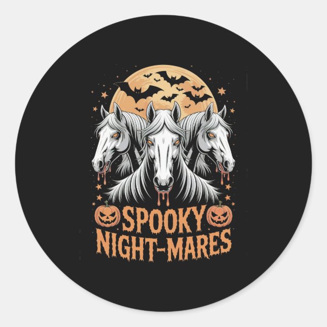 Sticker Rond Cheval d'Halloween Mares de nuit éffrayante (Devant)