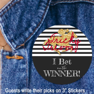 Sticker Rond Cheval d'or Race de Derby Stripes noir et blanc