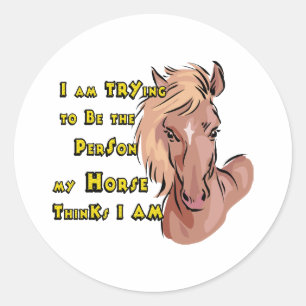 Sticker Rond Cheval drôle