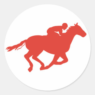 Sticker Rond Cheval et Jockey