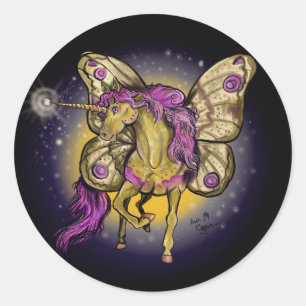 Sticker Rond Cheval Fairy Jaune Empereur Moth
