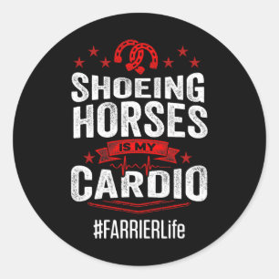 Sticker Rond Cheval Farrier Outil de travail Drapeau Horseshoe 