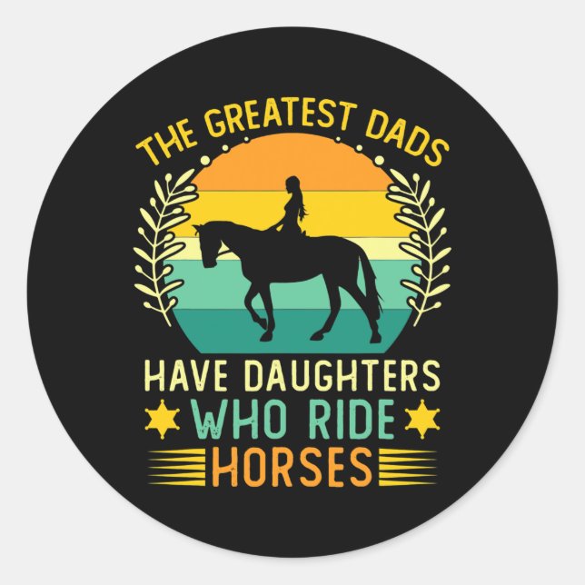 Sticker Rond Cheval Fille Fille Fête des pères Cheval Cheval (Devant)