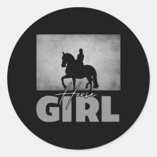 Sticker Rond Cheval Girl Horseback équitation Vêtements - Cheva