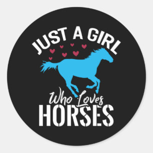 Sticker Rond Cheval Girl Riding Love Horses Lover