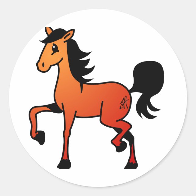 Sticker Rond Cheval heureux (Devant)