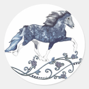 Sticker Rond Cheval islandais Blámóða en bleu