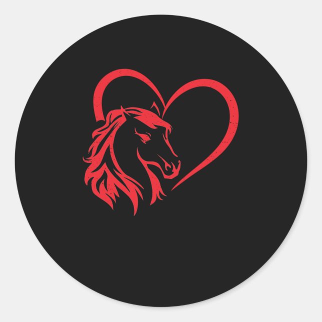 Sticker Rond Cheval Love Cheval Head Heart équitation Saint-Val (Devant)