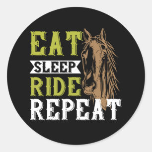 Sticker Rond Cheval - Mangez la marche du sommeil Répétition