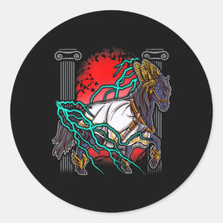 Sticker Rond Cheval Mythes Grecs Zeus Dieux Anciens Equine Ligh