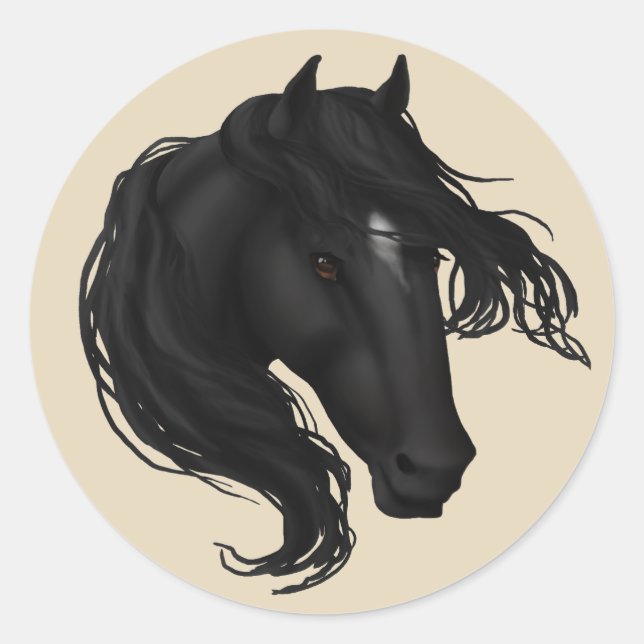 Sticker Rond Cheval noir (Devant)