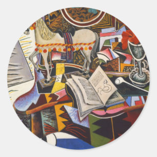 Sticker Rond Cheval Pipe Fleur rouge par Joan Miro