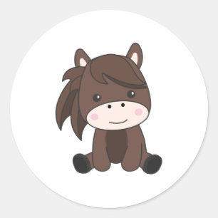 Sticker Rond Cheval Pony Équine Pony Pour Enfants