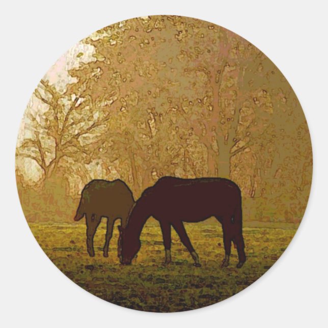 Sticker Rond Cheval Pop Art (Devant)