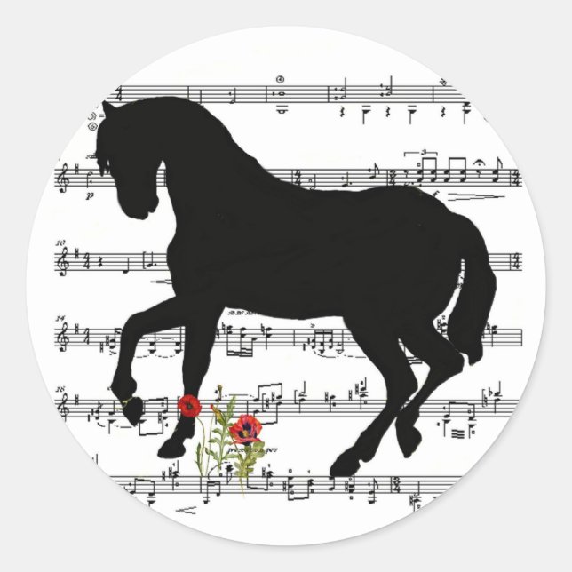 Sticker Rond Cheval sur Partition (Devant)