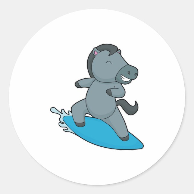 Sticker Rond Cheval Surfer Sports nautiques (Devant)