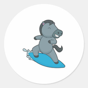 Sticker Rond Cheval Surfer Sports nautiques