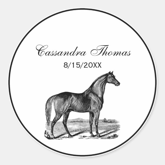 Sticker Rond Cheval vintage debout (Devant)