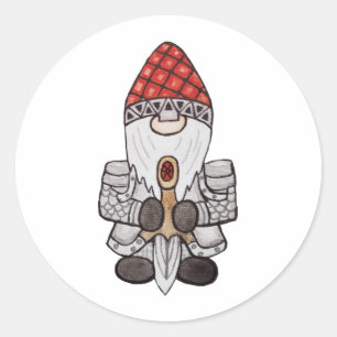 Sticker Rond Chevalier guerrier Gnome