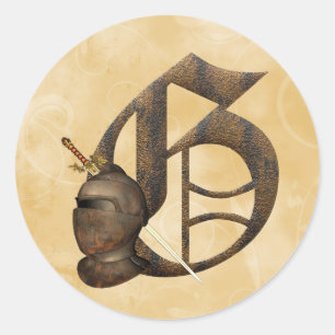 Sticker Rond Chevalier rouillé G initial