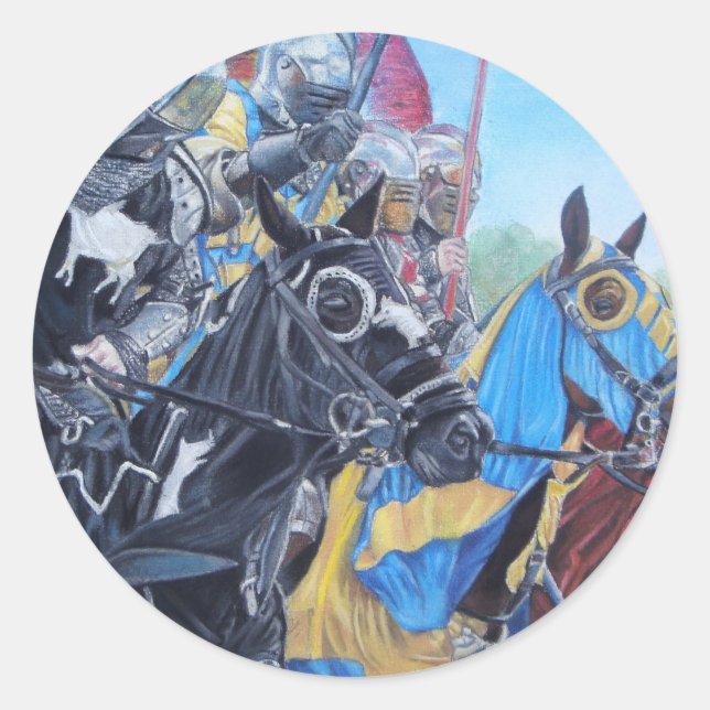Sticker Rond chevaliers médiévaux historiques jouant sur les ch (Devant)