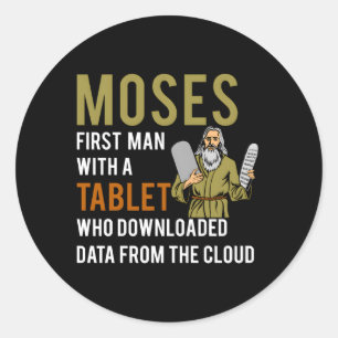 Sticker Rond Chevauchement juif Moses Tablet Cloud informatique