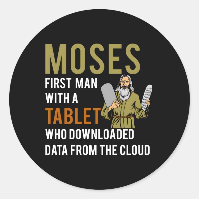 Sticker Rond Chevauchement juif Moses Tablet Cloud informatique (Devant)