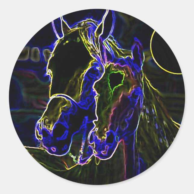 Sticker Rond Chevaux Blacklight (Devant)