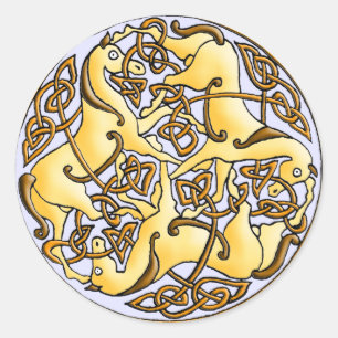 Sticker Rond Chevaux celtes et noeuds en cercle