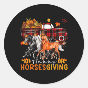 Sticker Rond Chevaux de bon thanksgiving Trois Chevaux Fermier 