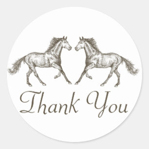 Sticker Rond Chevaux de l'Ouest Merci Pays Cheval Rustique