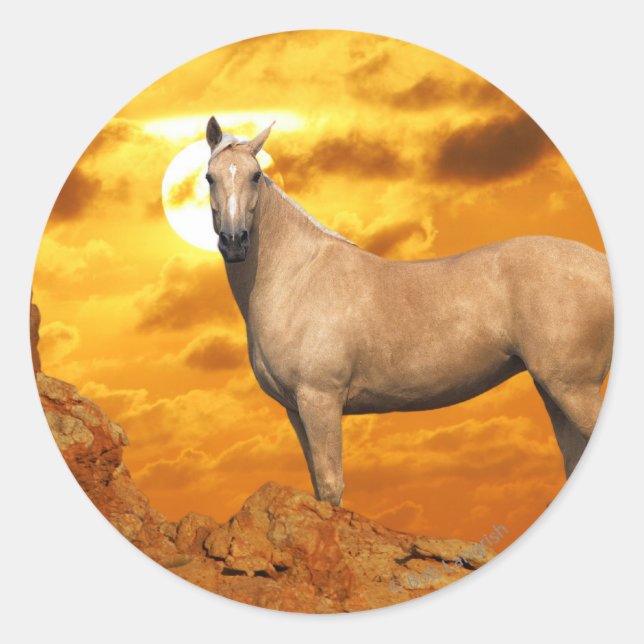 Sticker Rond Chevaux d'Imaginaire : Montagne (Devant)