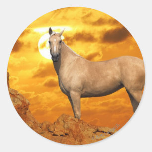 Sticker Rond Chevaux d'Imaginaire : Montagne